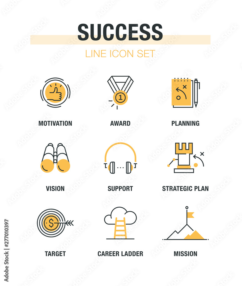 Fototapeta premium SUCCESS LINE ICON SET