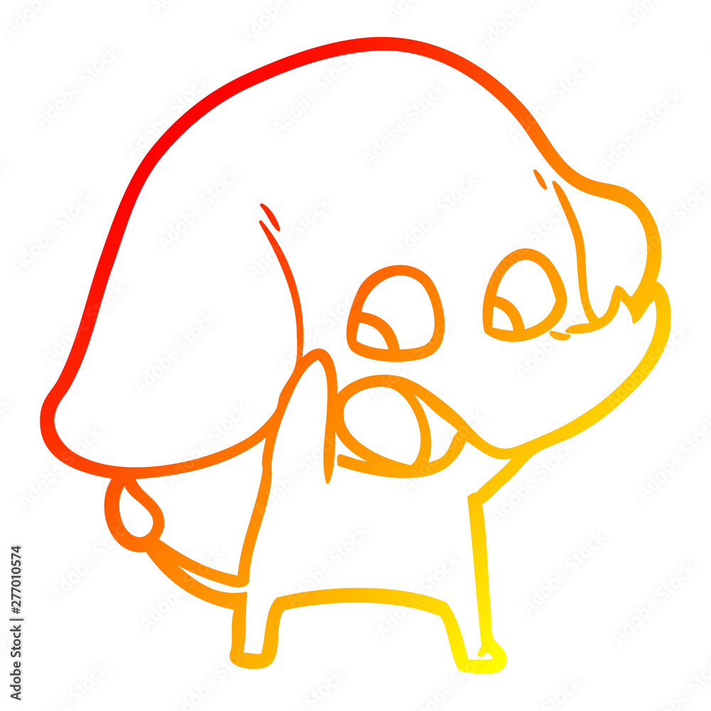 Fototapeta premium warm gradient line drawing cute cartoon elephant