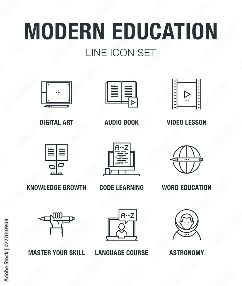 MODERN EDUCATION LINE ICON SET