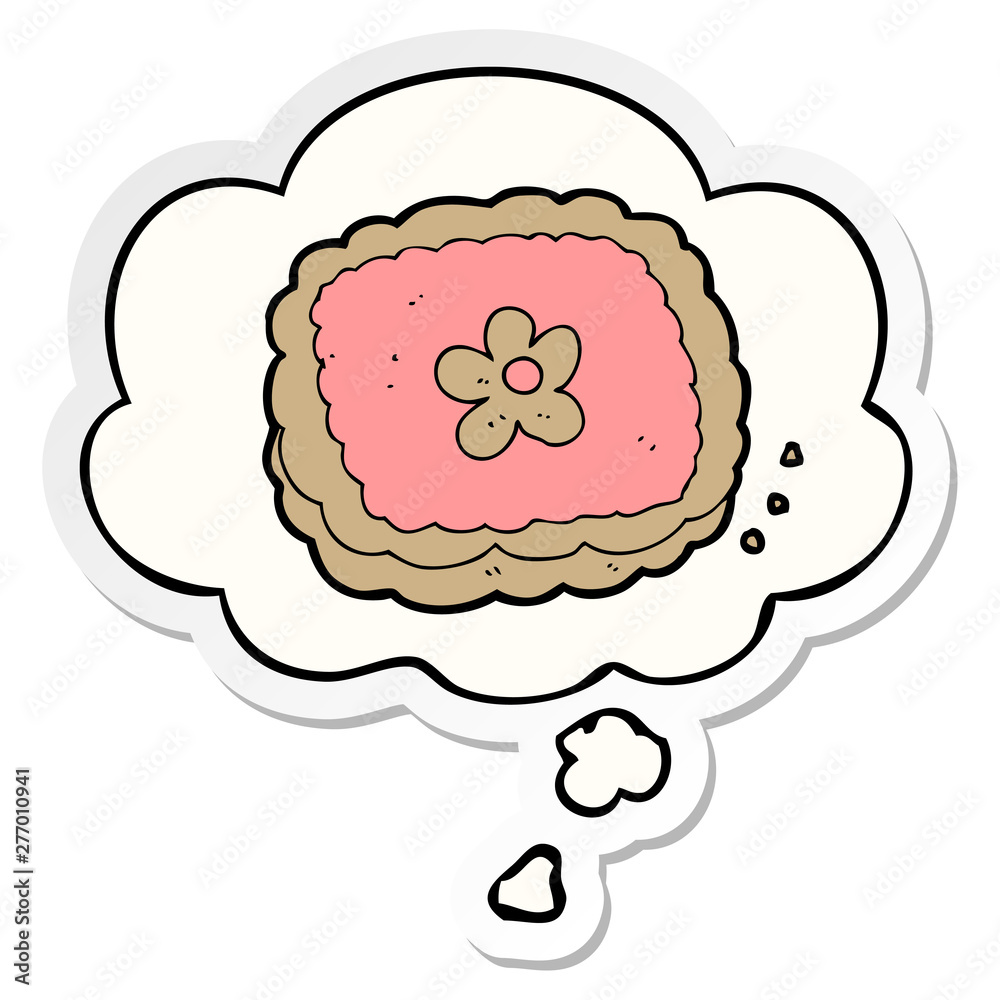 cartoon biscuit and thought bubble as a printed sticker cartoon biscuit and thought bubble as a printed sticker