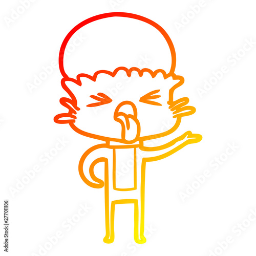 warm gradient line drawing disgusted cartoon alien