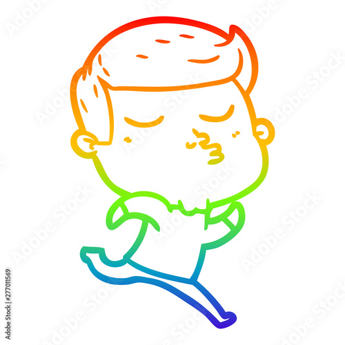 rainbow gradient line drawing cartoon model guy pouting