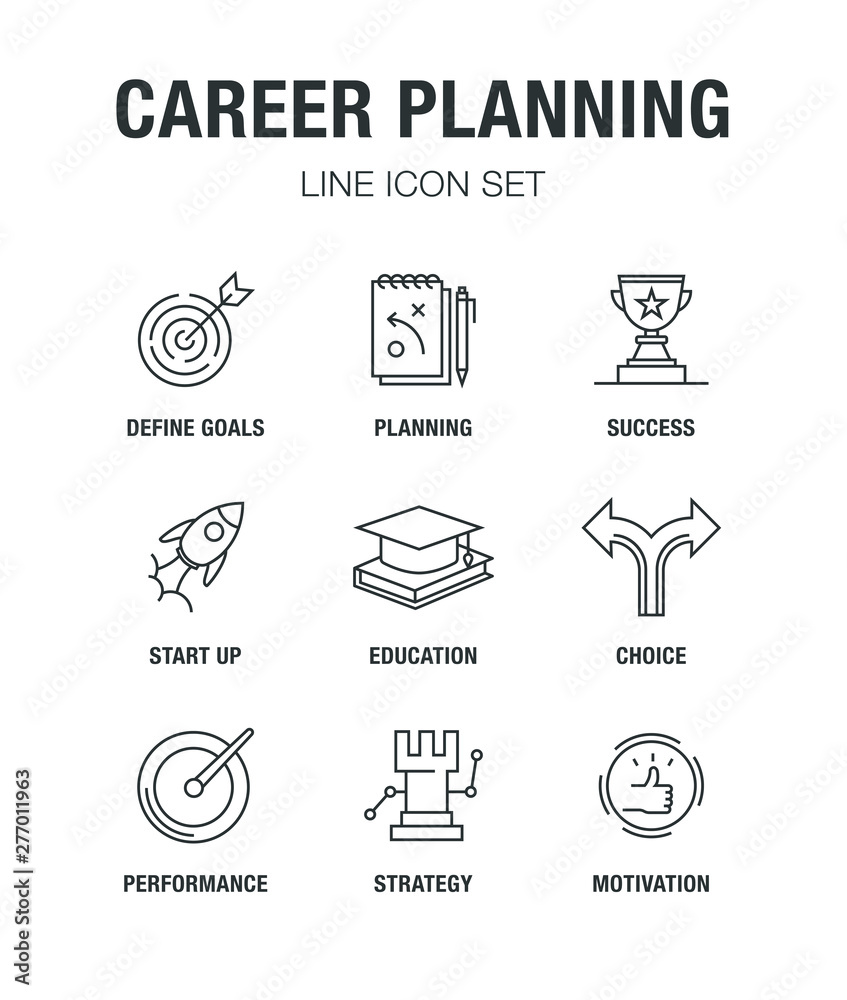 CAREER PLANNING LINE ICON SET CAREER PLANNING LINE ICON SET