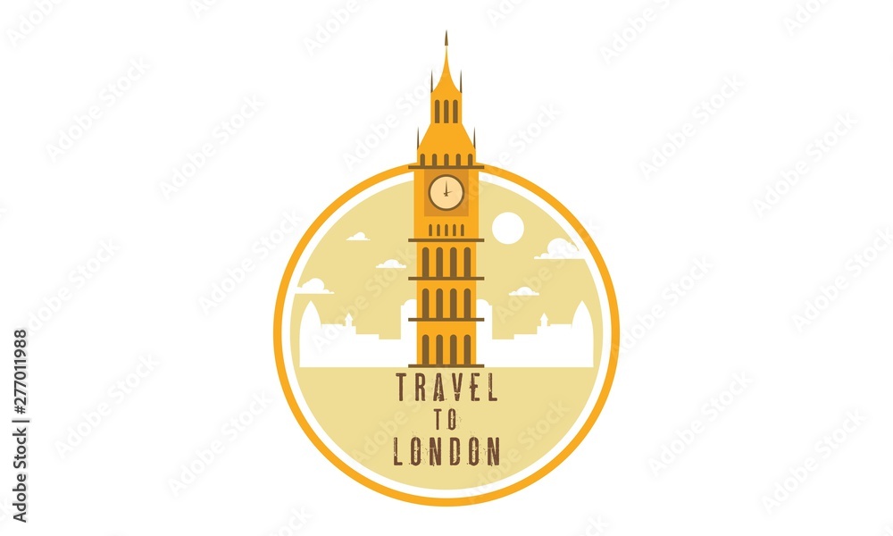 Flat vintage travel label background   logo vector