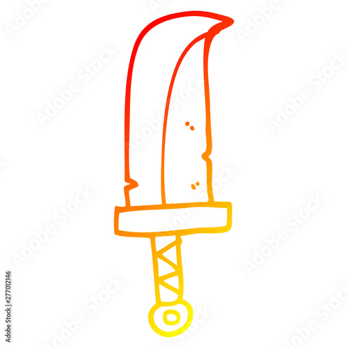 warm gradient line drawing cartoon dagger