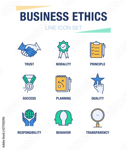 BUSINESS ETHICS LINE ICON SET