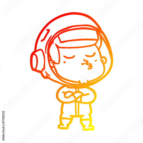 warm gradient line drawing cartoon confident astronaut