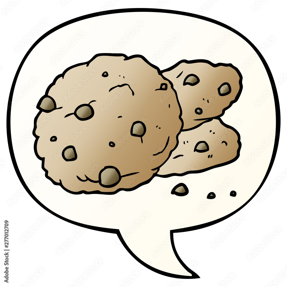 cartoon cookies and speech bubble in smooth gradient style cartoon cookies and speech bubble in smooth gradient style