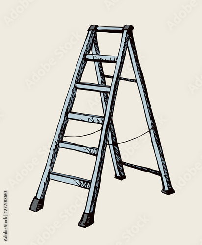 Folding stepladder. Vector drawing icon
