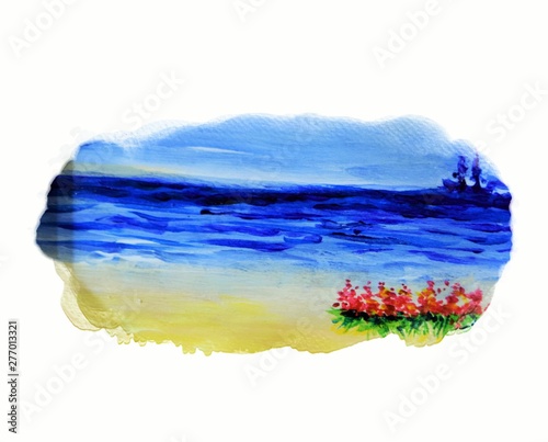 Bueautiful summer sea side view art illustration photo