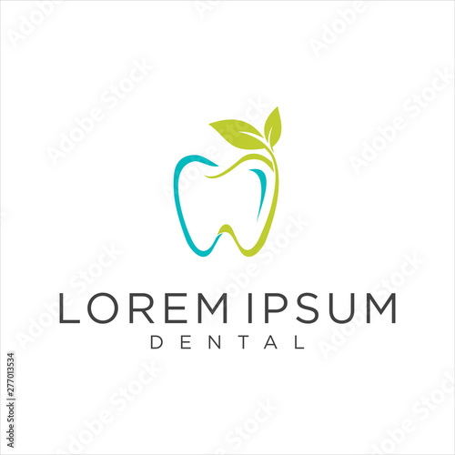 Dental Leaf Logo Design Template. Tooth dental leaf logo Health Medical Nature. Green Fresh Tooth Dental Leaf Logo Vector .