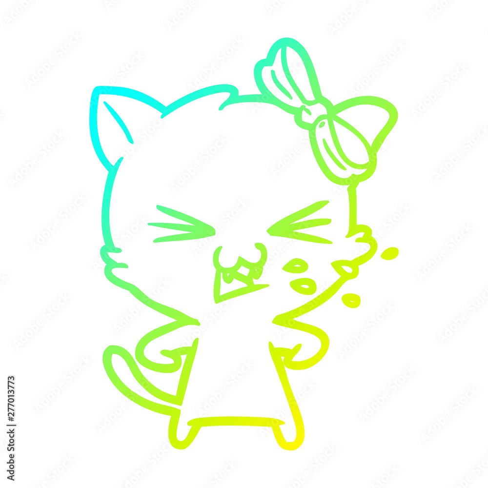 cold gradient line drawing cartoon cat cold gradient line drawing cartoon cat