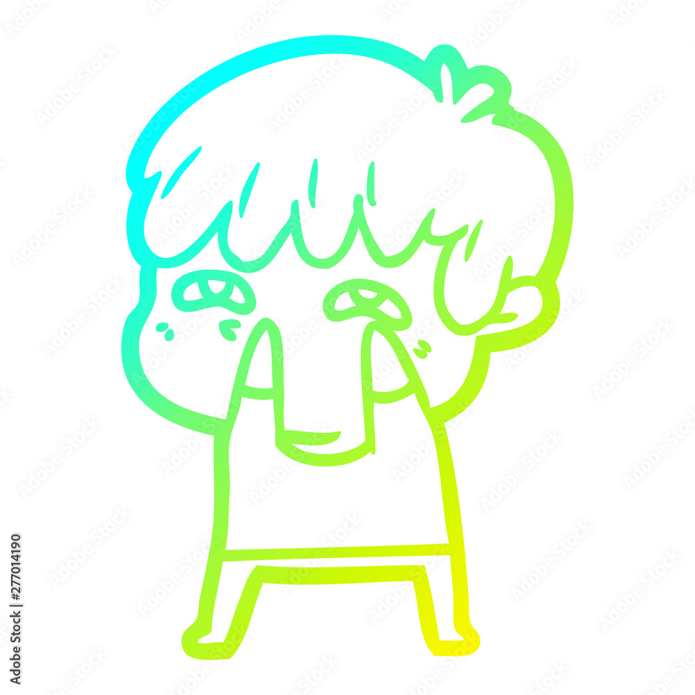 cold gradient line drawing cartoon curious man cold gradient line drawing cartoon curious man