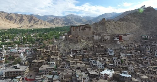 Leh Palace is a former royal palace overlooking the Ladakhi Himalayan town of Leh. A precursor to the Potala Palace in Lhasa, Tibet, the palace was built by King Sengge Namgyal in the 16th century. photo