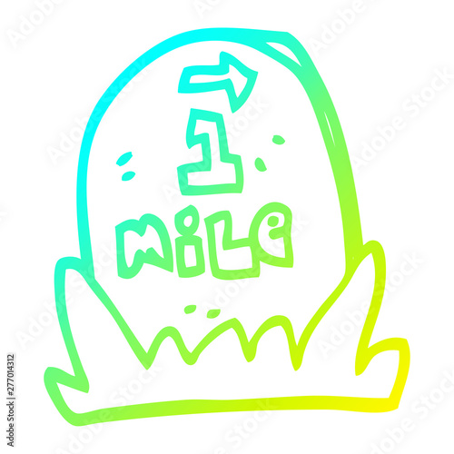 cold gradient line drawing cartoon mile marker