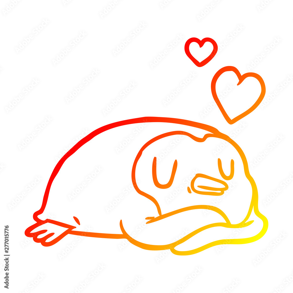 warm gradient line drawing penguin with love hearts warm gradient line drawing penguin with love hearts