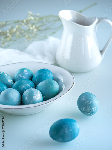painted easter eggs in a tray