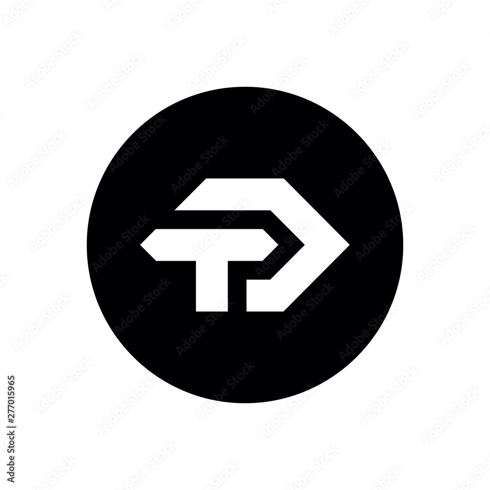 TD or DT Initial Logo, Minimal Icon Design on Black Circle Background - vector TD or DT Initial Logo, Minimal Icon Design on Black Circle Background - vector