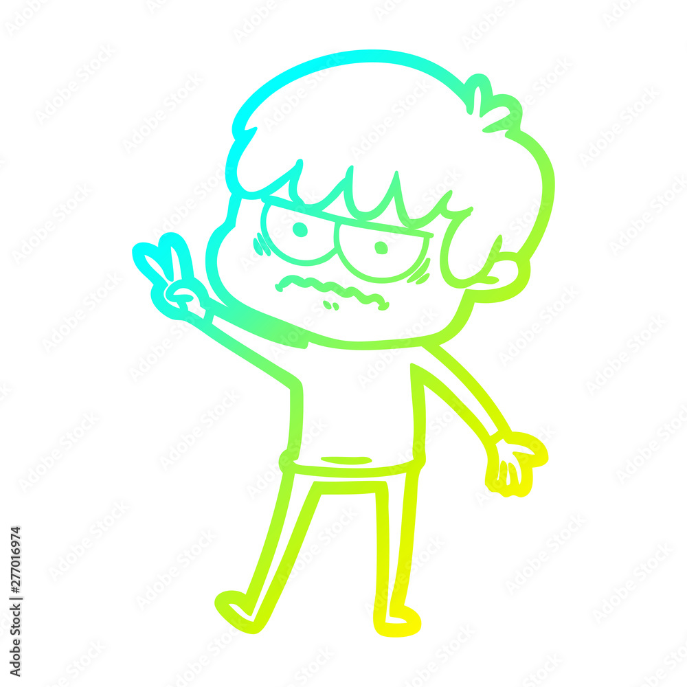 cold gradient line drawing annoyed cartoon boy cold gradient line drawing annoyed cartoon boy