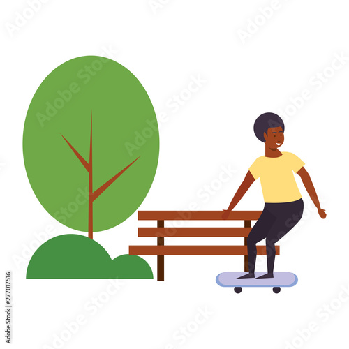 Young man on skateboard at park