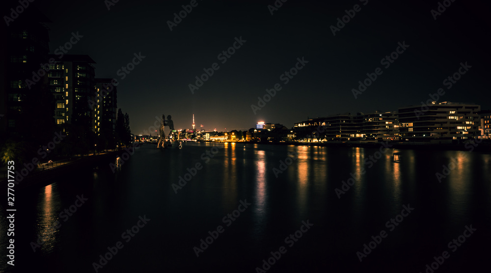 spectacular view of the night skyline of Berlin