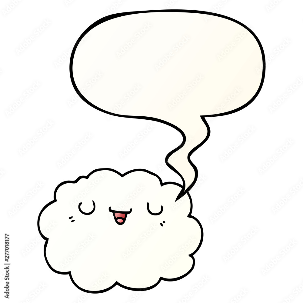 cartoon cloud and speech bubble in smooth gradient style