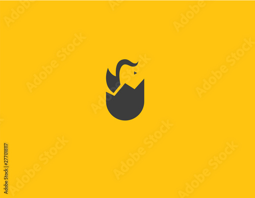 Creative abstract logo chained in egg minimalism