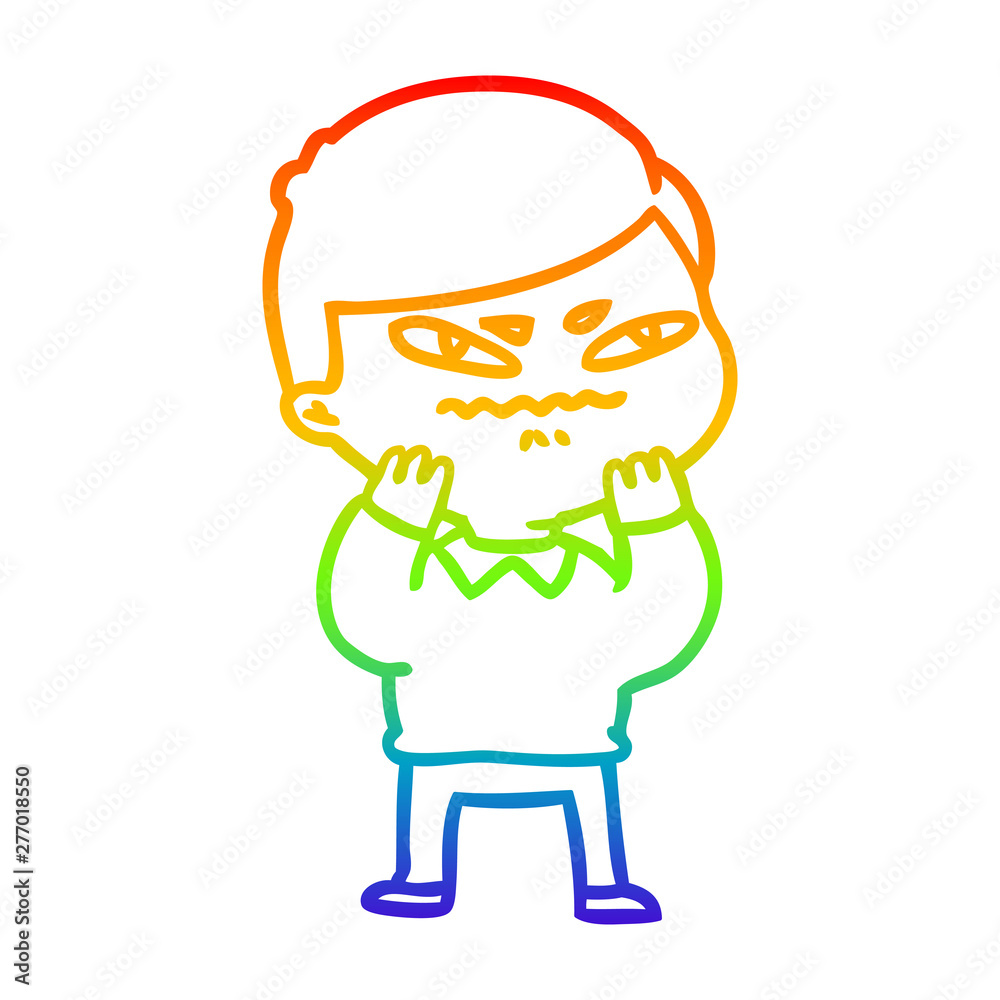 rainbow gradient line drawing cartoon angry man rainbow gradient line drawing cartoon angry man