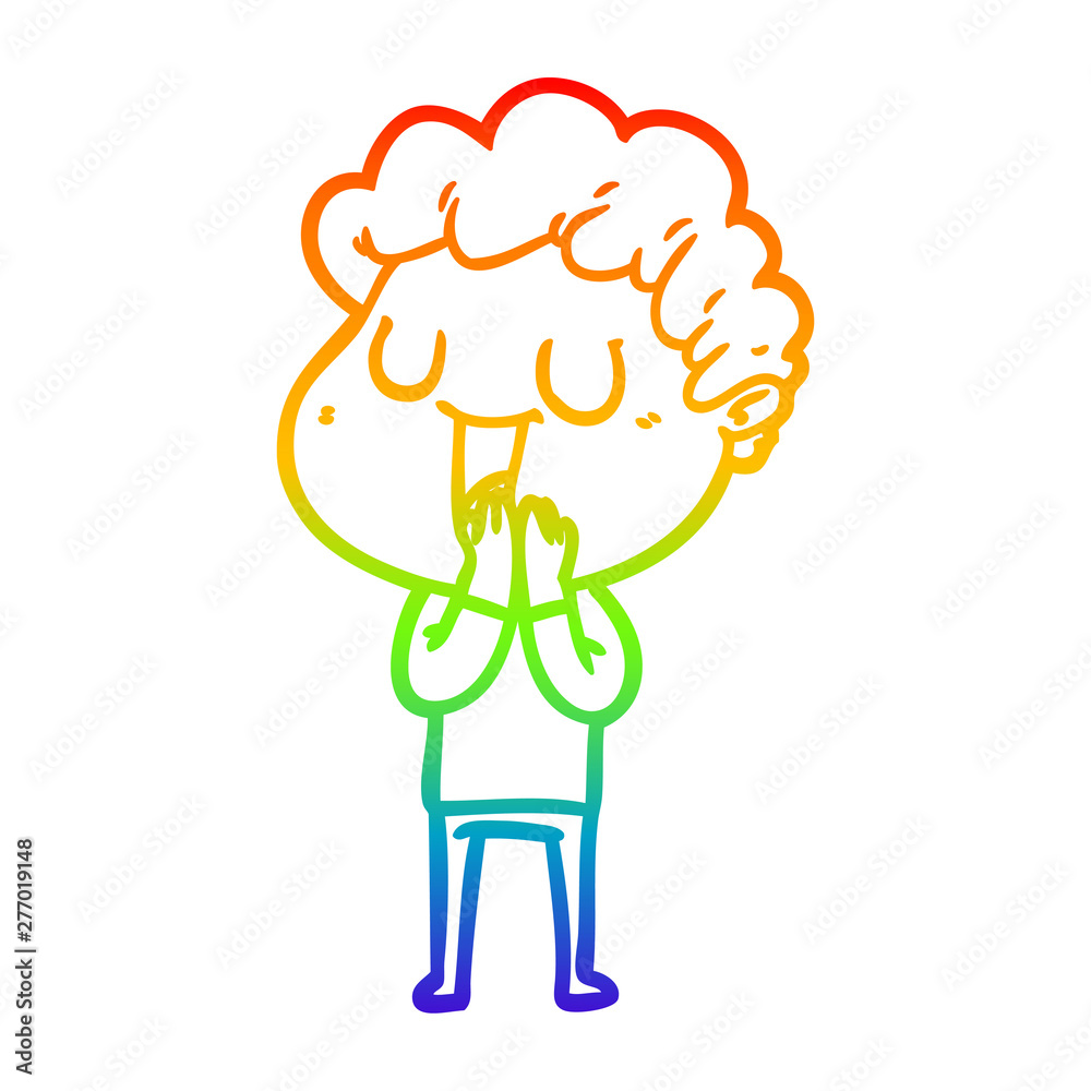 rainbow gradient line drawing laughing cartoon man rainbow gradient line drawing laughing cartoon man