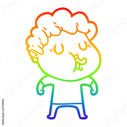 rainbow gradient line drawing cartoon man singing