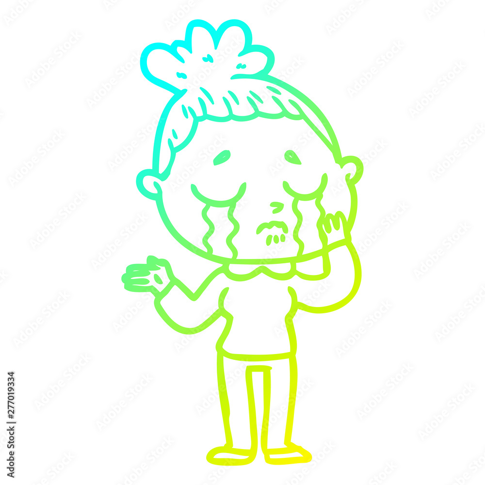cold gradient line drawing cartoon crying woman cold gradient line drawing cartoon crying woman