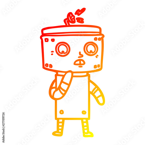 warm gradient line drawing uncertain cartoon robot