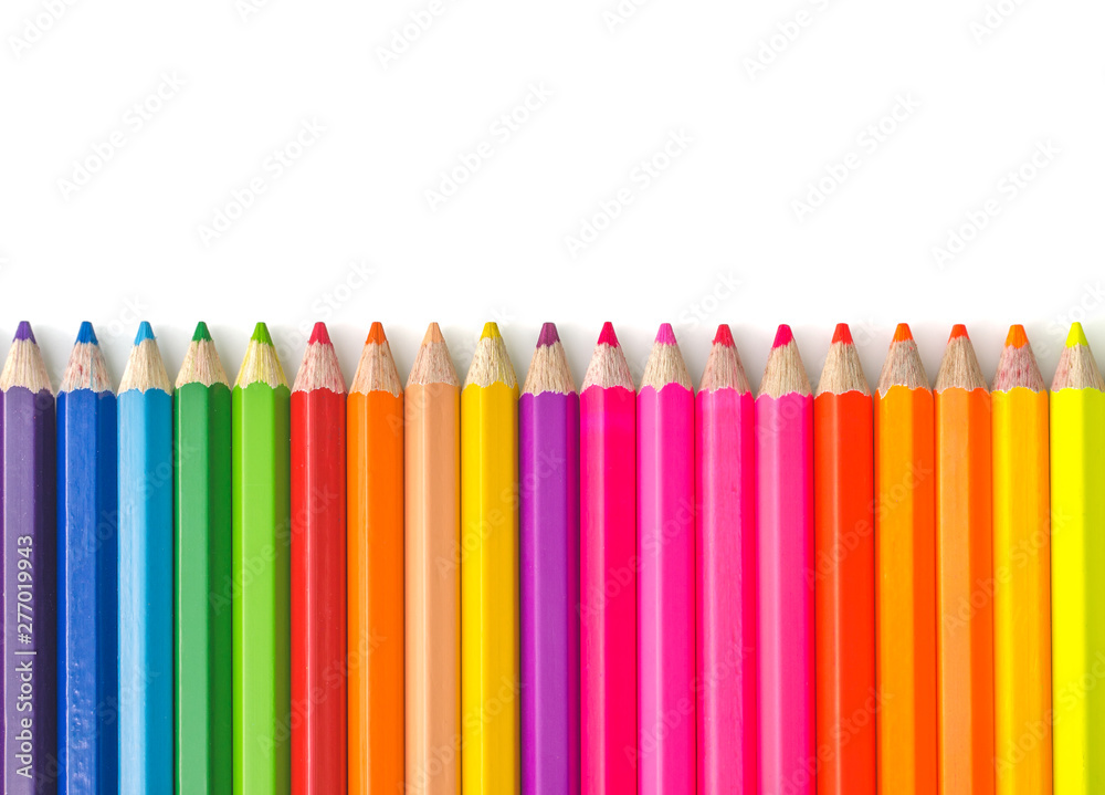 Multiple Color pencils isolated on white background. Multiple Color pencils isolated on white background.