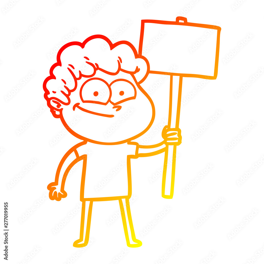 warm gradient line drawing cartoon happy man warm gradient line drawing cartoon happy man