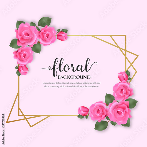 Pink Ros Background Frame Template