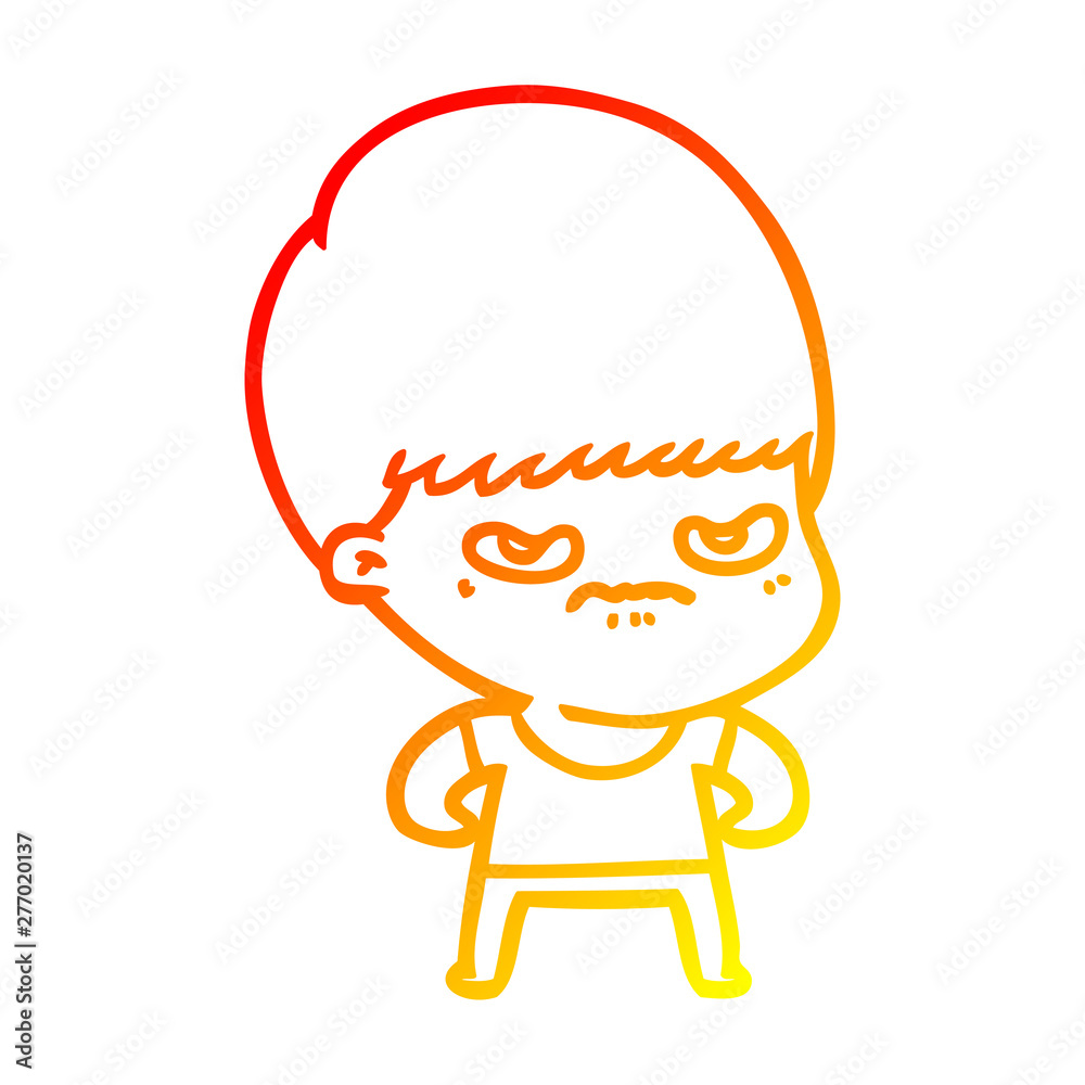 warm gradient line drawing annoyed cartoon boy warm gradient line drawing annoyed cartoon boy