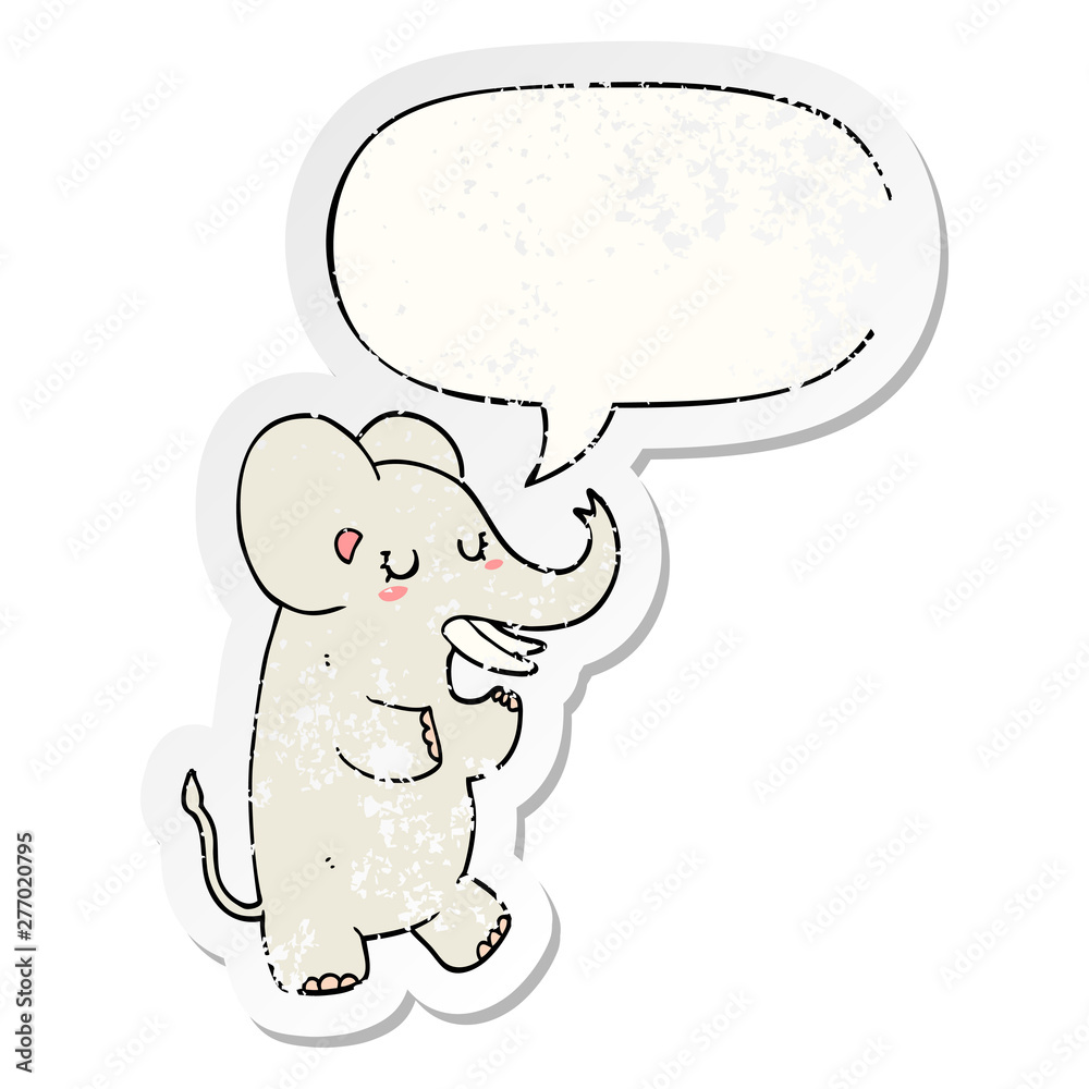 cartoon elephant and speech bubble distressed sticker cartoon elephant and speech bubble distressed sticker