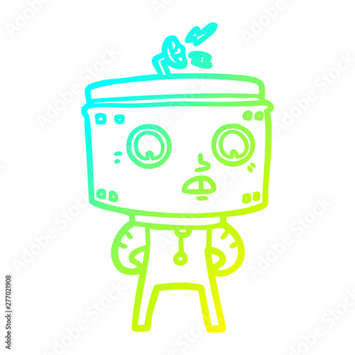 cold gradient line drawing cartoon robot