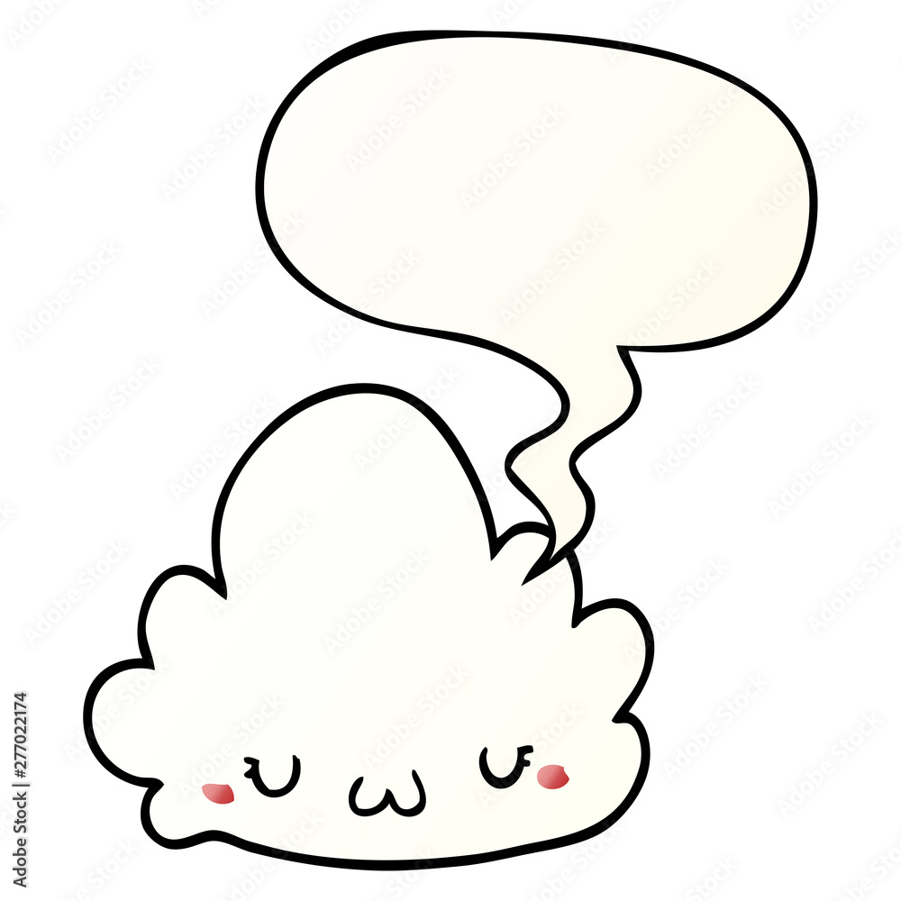 cute cartoon cloud and speech bubble in smooth gradient style cute cartoon cloud and speech bubble in smooth gradient style