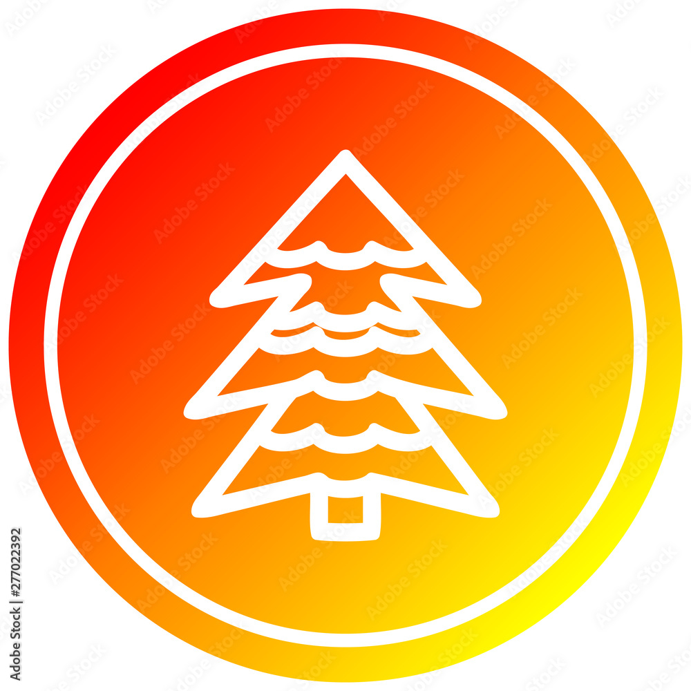 snowy tree circular in hot gradient spectrum snowy tree circular in hot gradient spectrum
