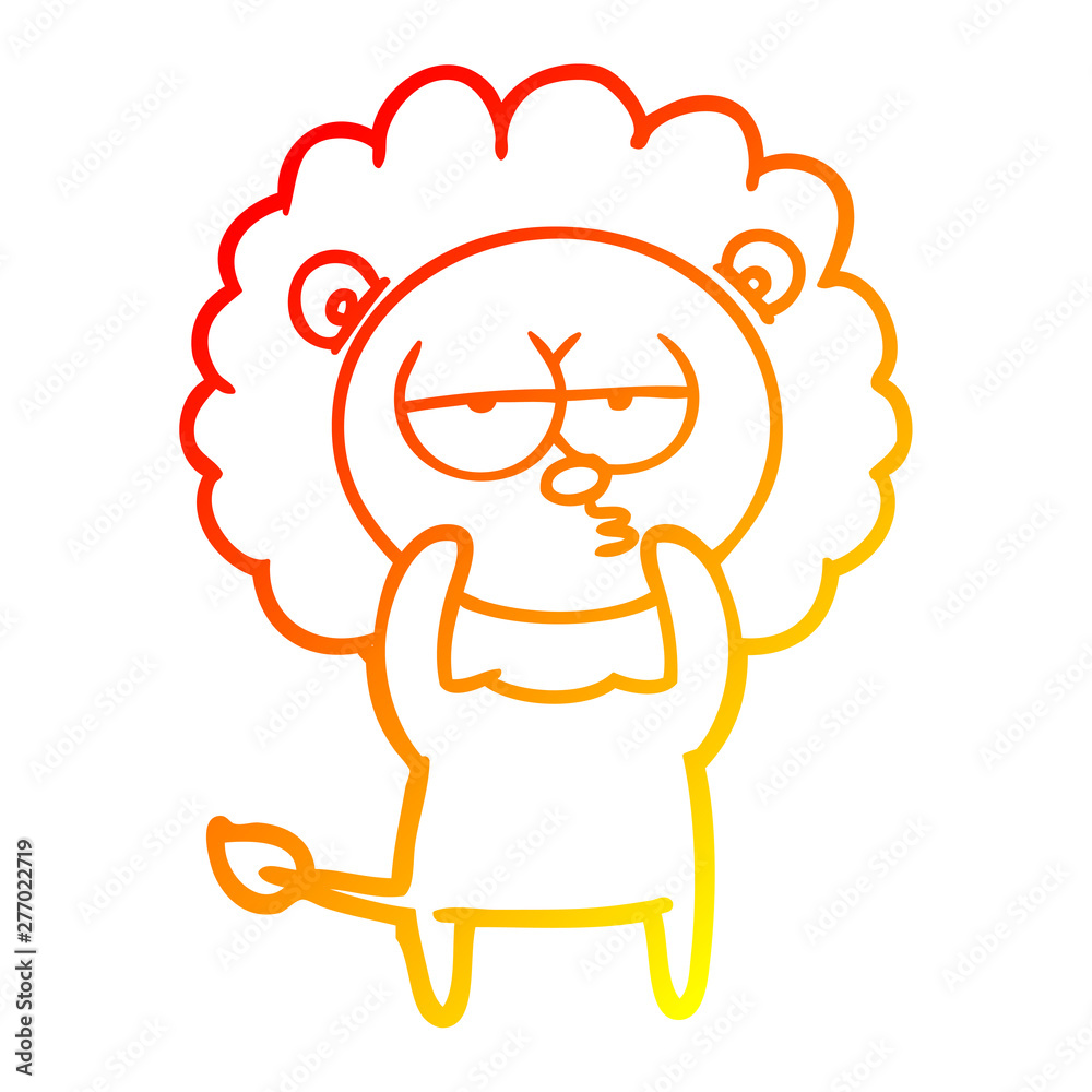 warm gradient line drawing cartoon bored lion warm gradient line drawing cartoon bored lion