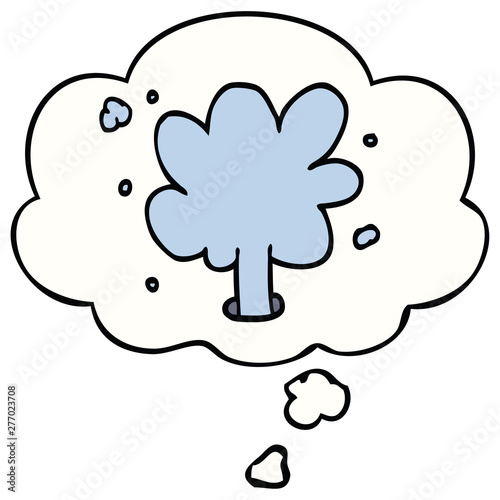 cartoon spouting water and thought bubble