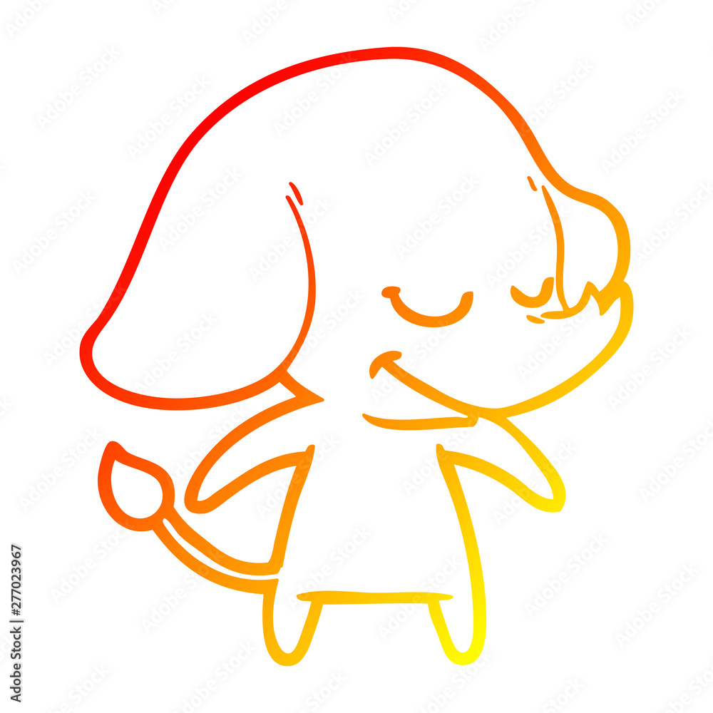 warm gradient line drawing cartoon smiling elephant warm gradient line drawing cartoon smiling elephant
