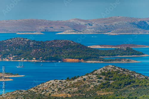 Vransko Lake and Kornati Islands. View from Kamenjak hill. Dalmatia  Croatia.