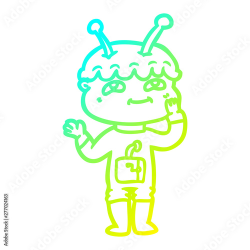 cold gradient line drawing surprised cartoon spaceman