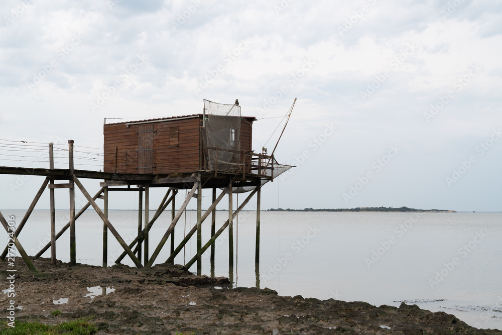 private wooden fishing huts on the Atlantic coast of Charente in France at Fouras private wooden fishing huts on the Atlantic coast of Charente in France at Fouras