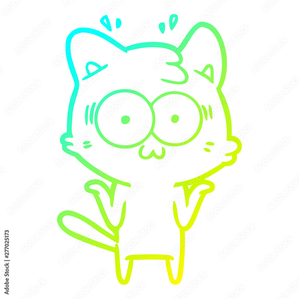cold gradient line drawing cartoon surprised cat cold gradient line drawing cartoon surprised cat