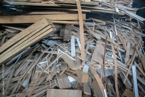 Taking photographs of wood plywood, used for making pellets
