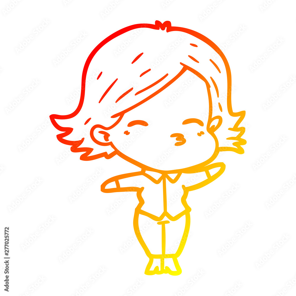 warm gradient line drawing cartoon woman