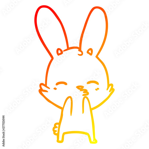 warm gradient line drawing curious bunny cartoon